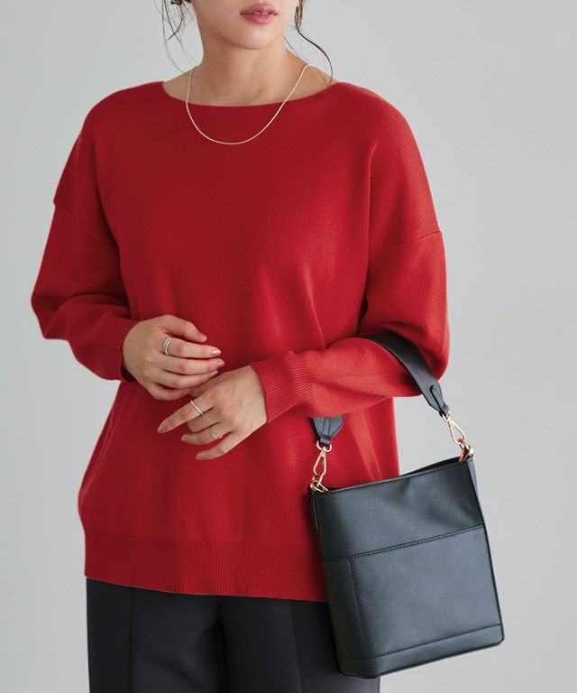 166cm / レッド / ボートネック / M