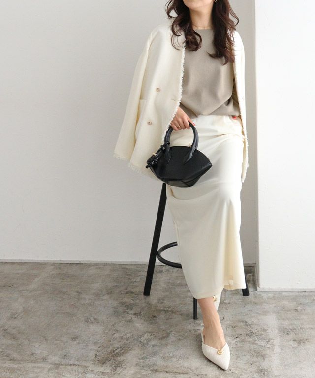 157cm / グレージュ / ボートネック / M