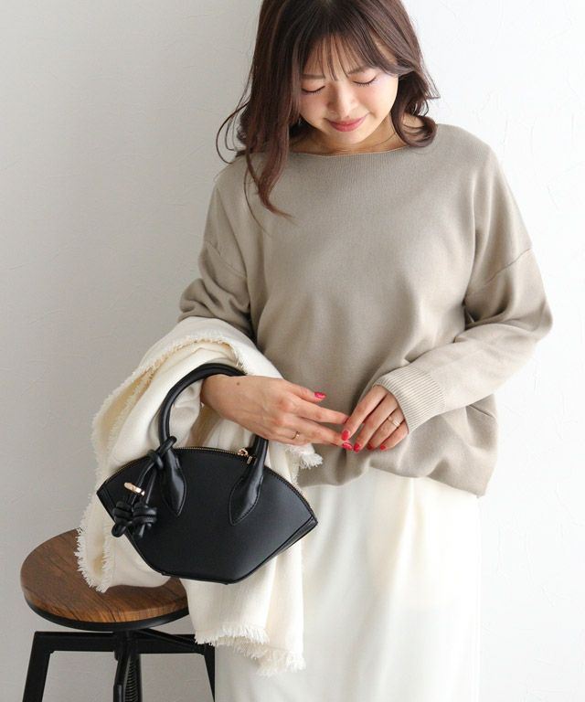 157cm / グレージュ / ボートネック / M