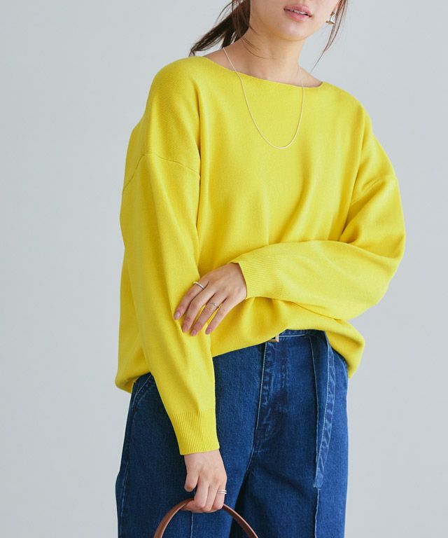 166cm / イエロー / ボートネック / M