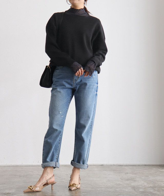 157cm / ブラック / ボートネック / M