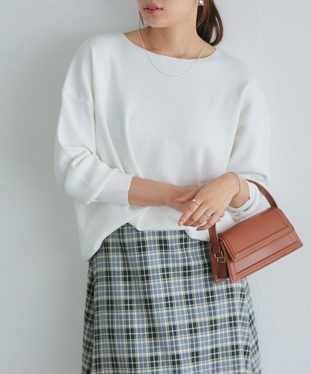 166cm / オフホワイト / ボートネック / M