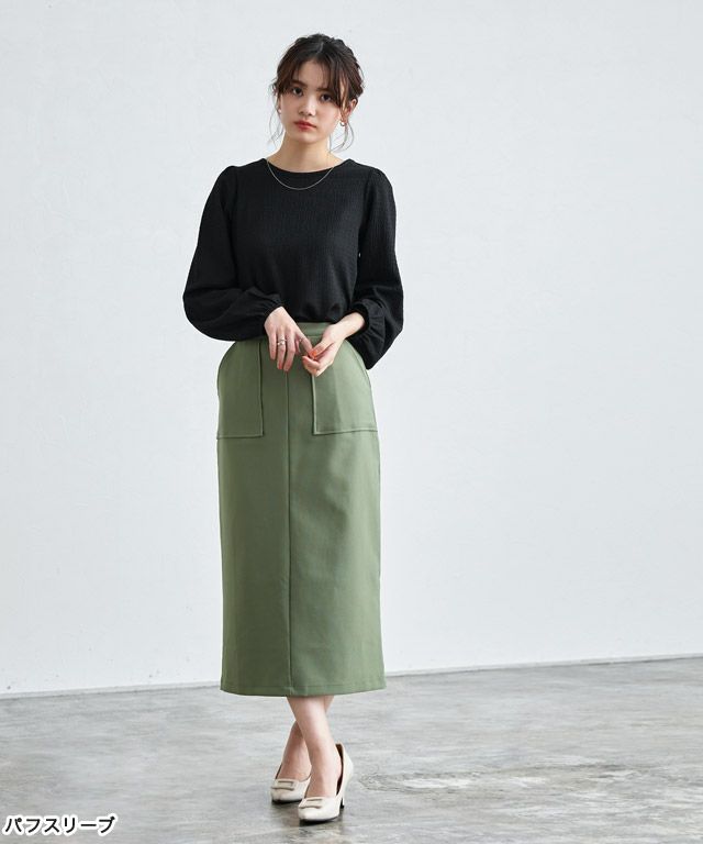 163cm / ブラック / パフスリーブ / M