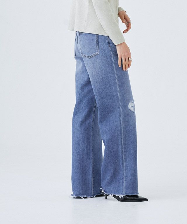 165cm / ダメージ / ブルー / カットオフ / M