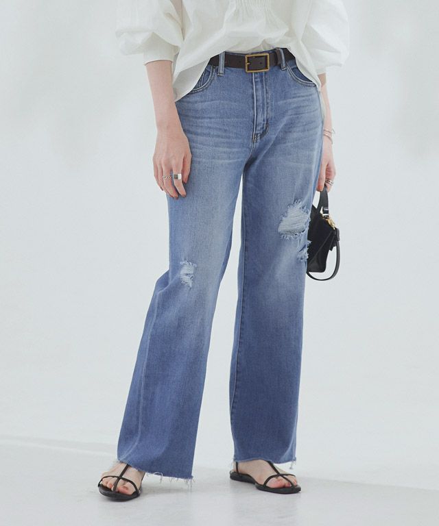 168cm / ダメージ / ブルー / カットオフ / L