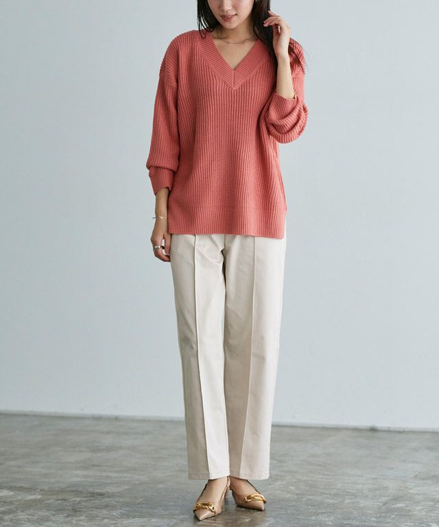 アウトレットSALE！】ベルテッドエステルツイルストレートパンツ