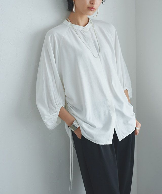 [RASW] シャーリングボリュームスリーブブラウス