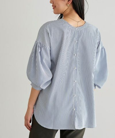 2wayパールボタンブラウス ◆送料無料