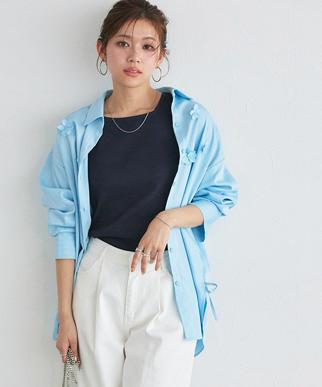 166cm / ネイビー / スクエアネック / M