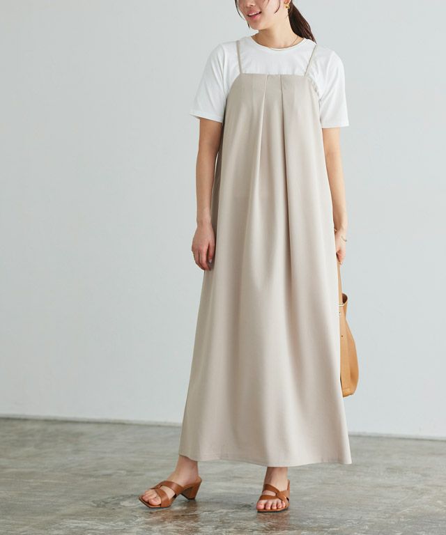 ペアスキンタックデザインキャミワンピース