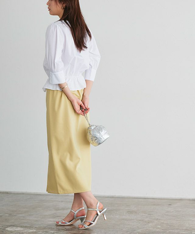 キーネックボリュームスリーブブラウス 【Pierrot】【スピード