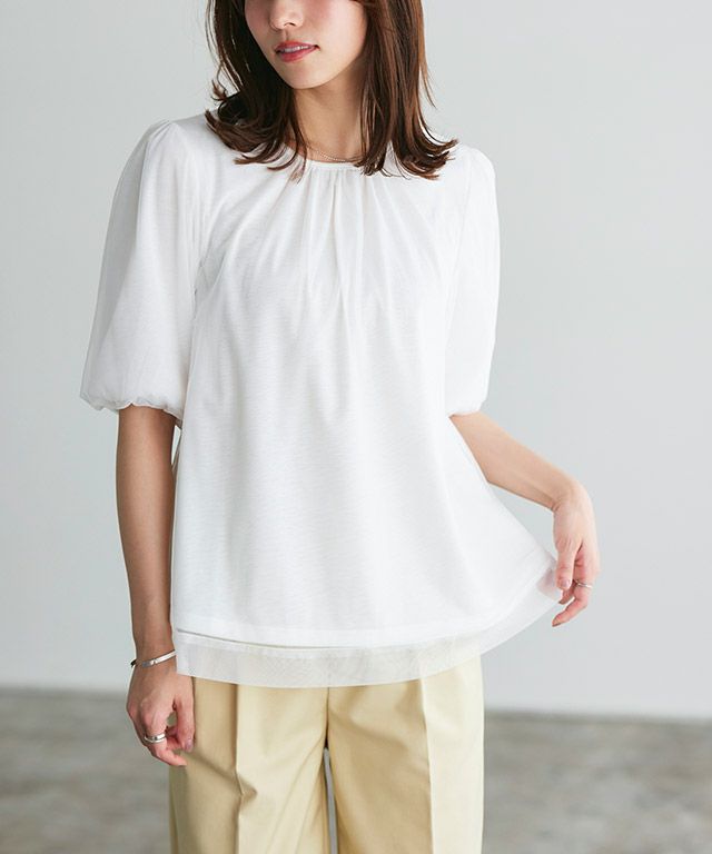 チュールバルーンブラウス