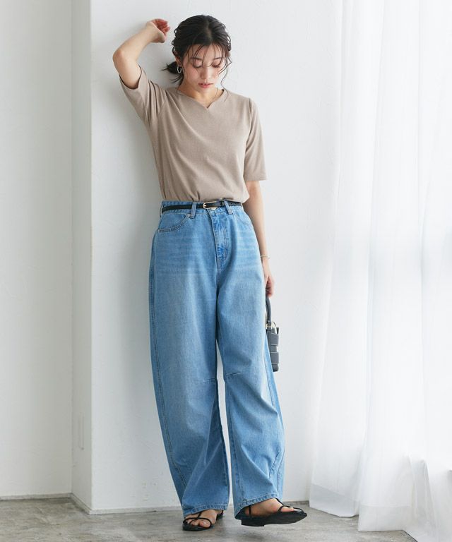 167cm / ライトベージュ / キーネック / M