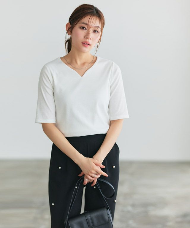 166cm / オフホワイト / キーネック / M