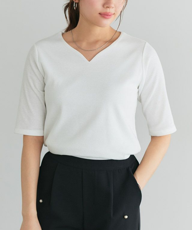 166cm / オフホワイト / キーネック / M