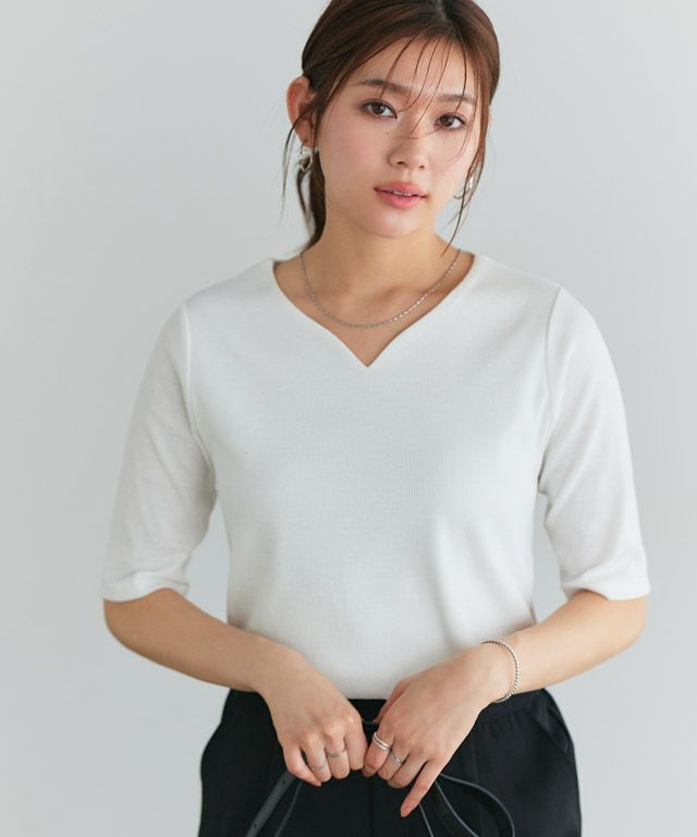 166cm / オフホワイト / キーネック / M