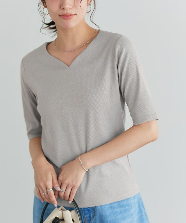 167cm / ライトグレー / キーネック / M