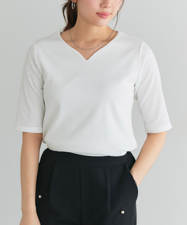 167cm / ライトグレー / キーネック / M