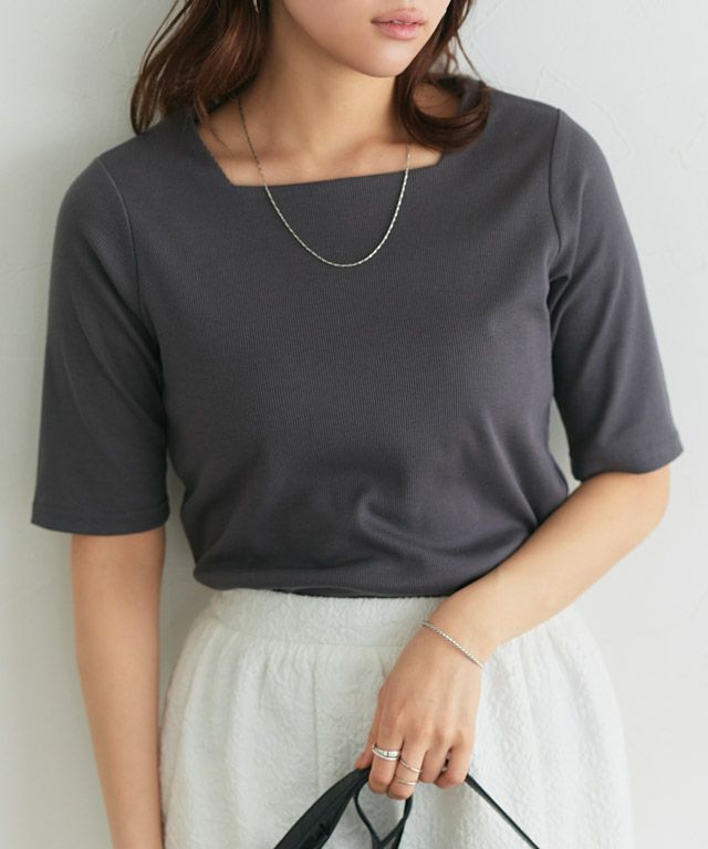 166cm / チャコール / スクエアネック / M