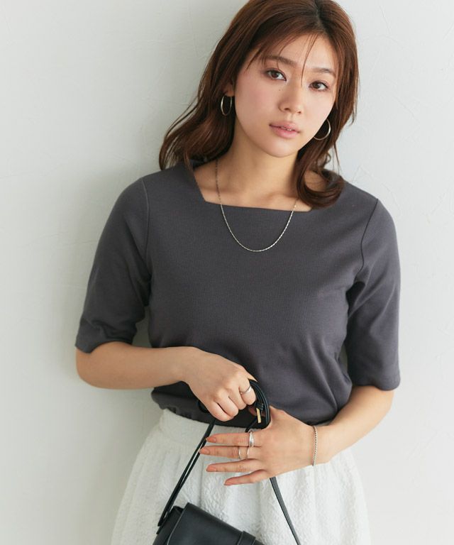 166cm / チャコール / スクエアネック / M