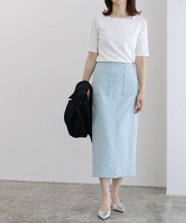 163cm / オフホワイト / スクエアネック / M