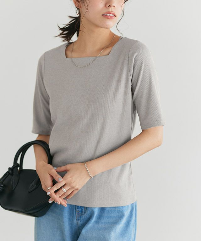 167cm / ライトグレー / スクエアネック / M