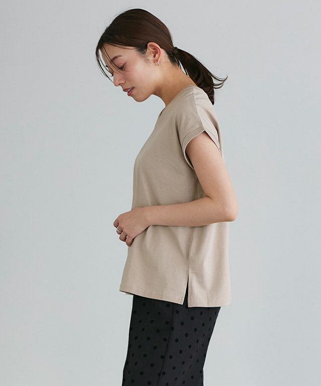 167cm / サンドベージュ / Vネック / M