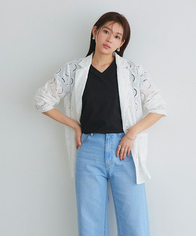 166cm / ブラック / Vネック / M