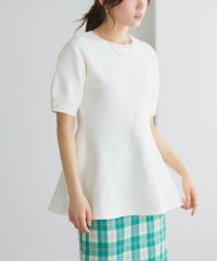 構築袖ペプラムニット