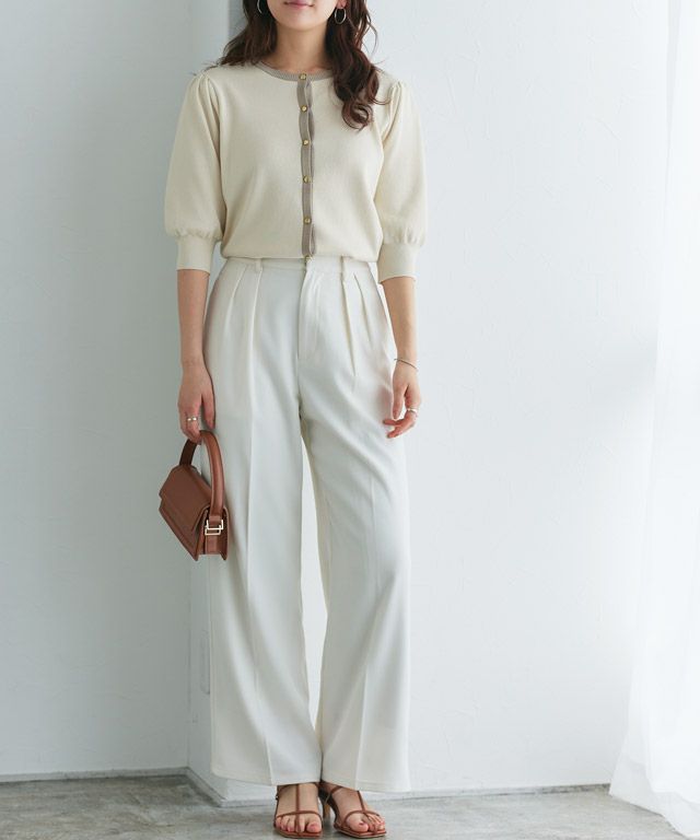 166cm / アイボリー×グレージュ / M