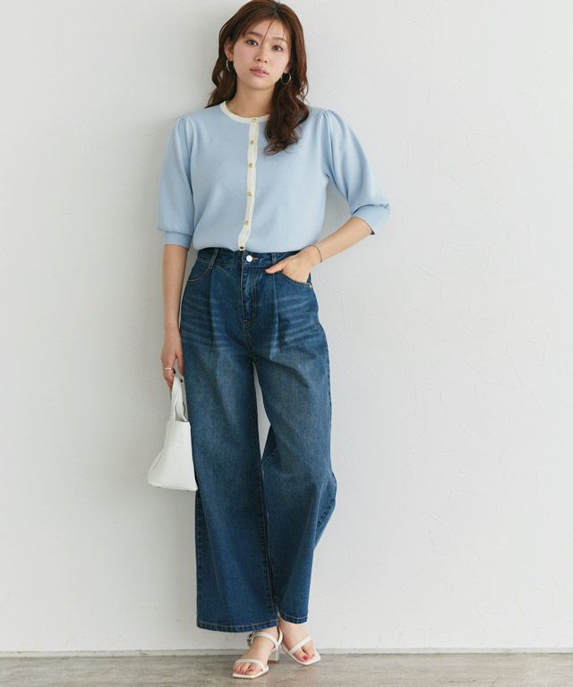 166cm / ライトブルー×オフホワイト / M