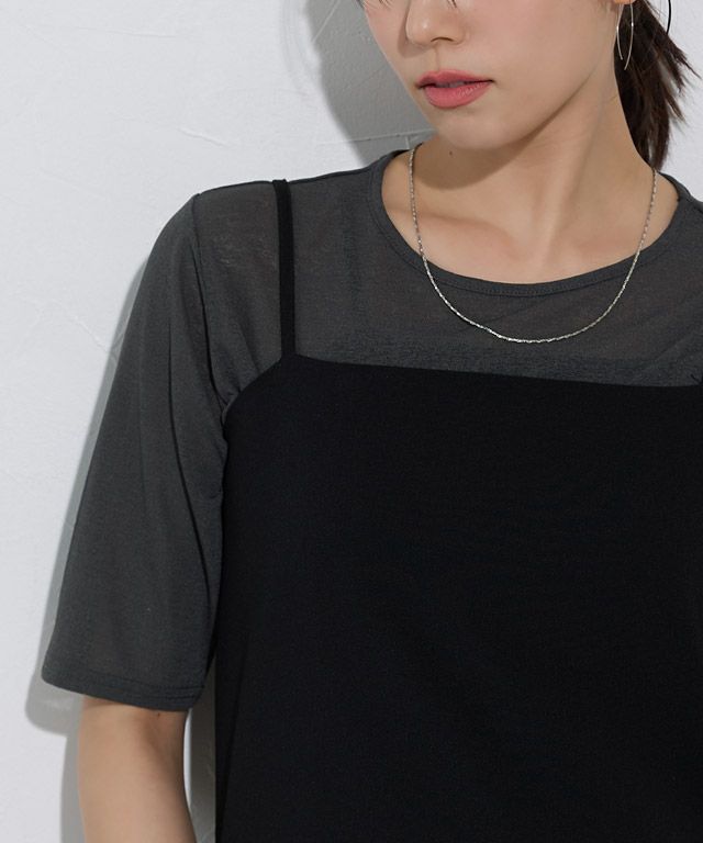 167cm / チャコール / 五分袖 / M