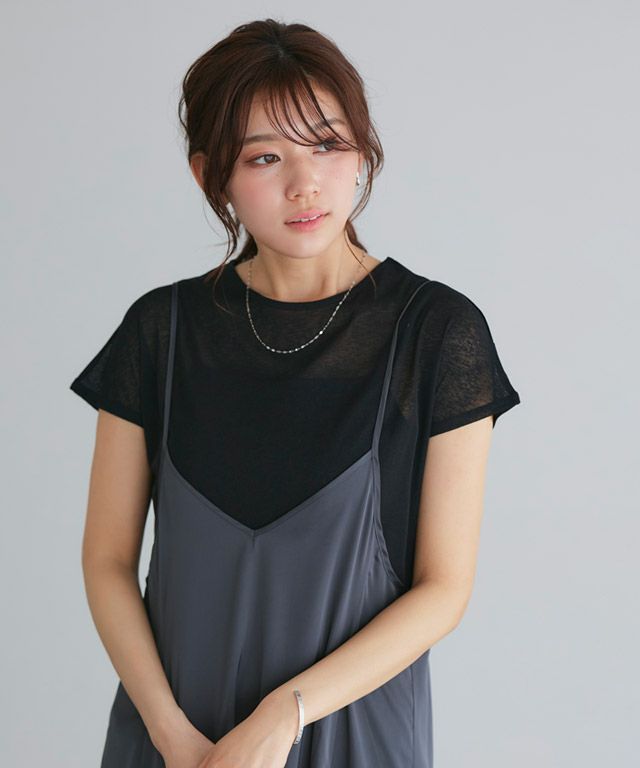 166cm / ブラック / フレンチスリーブ / M