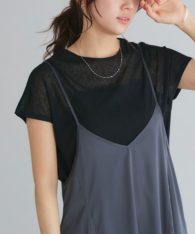 166cm / ブラック / フレンチスリーブ / M