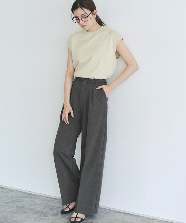 【極美品】トラディショナルウェザーウェア パンツ リネン プリーツ サイドベルト item008189fc376111ef930c0242ac