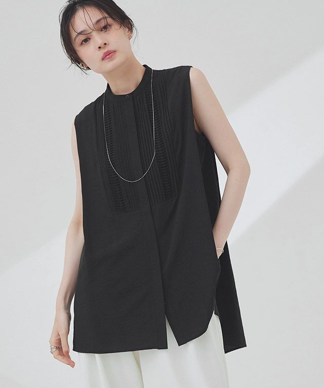 [RASW] ピンタックブザムノースリブラウス