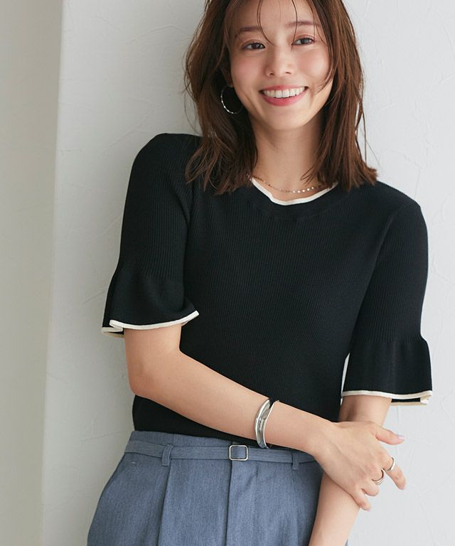 167cm / ブラック×アイボリー / M