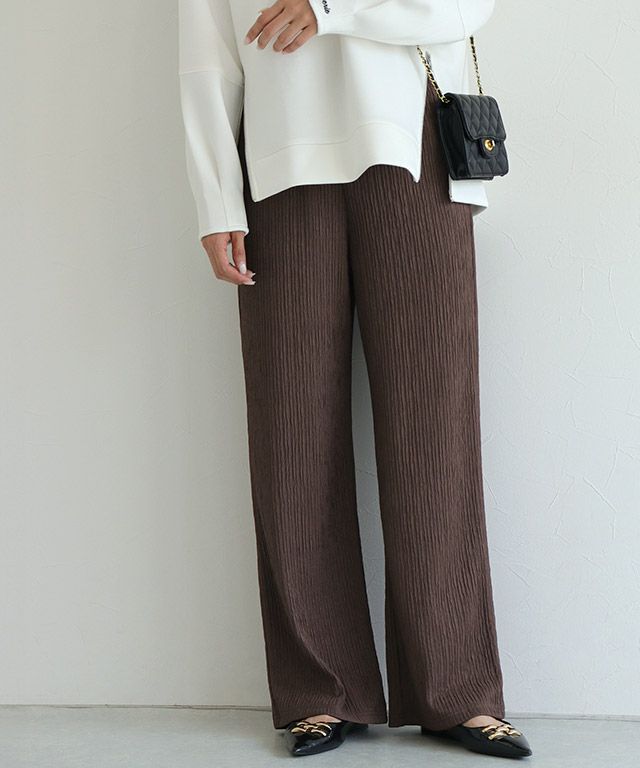 ジャカードプリーツワイドパンツ