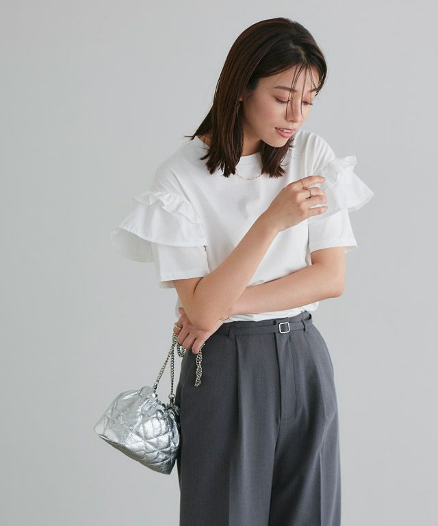 167cm / オフホワイト / 肩フリル / M