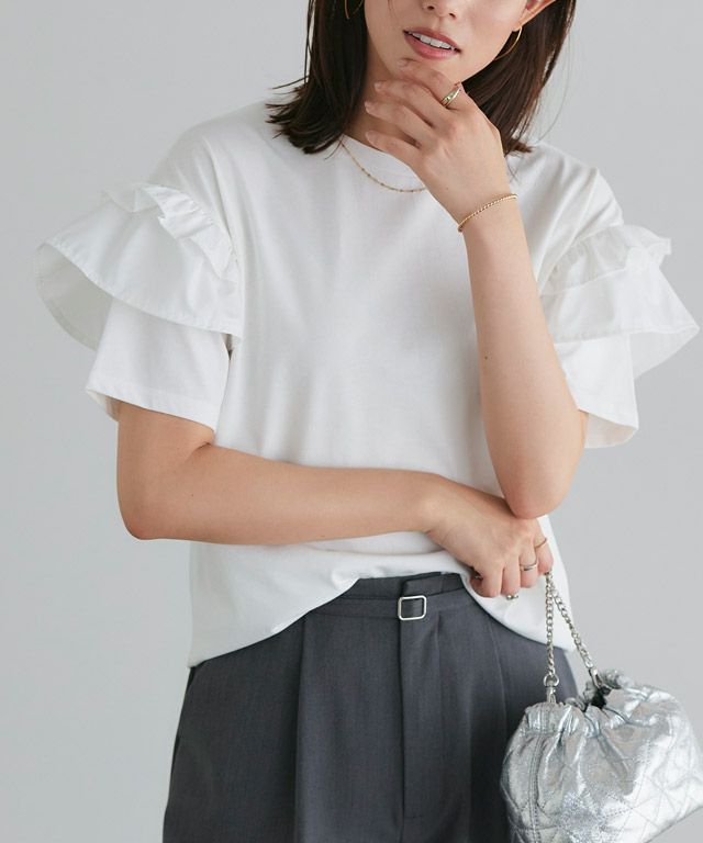 167cm / オフホワイト / 肩フリル / M