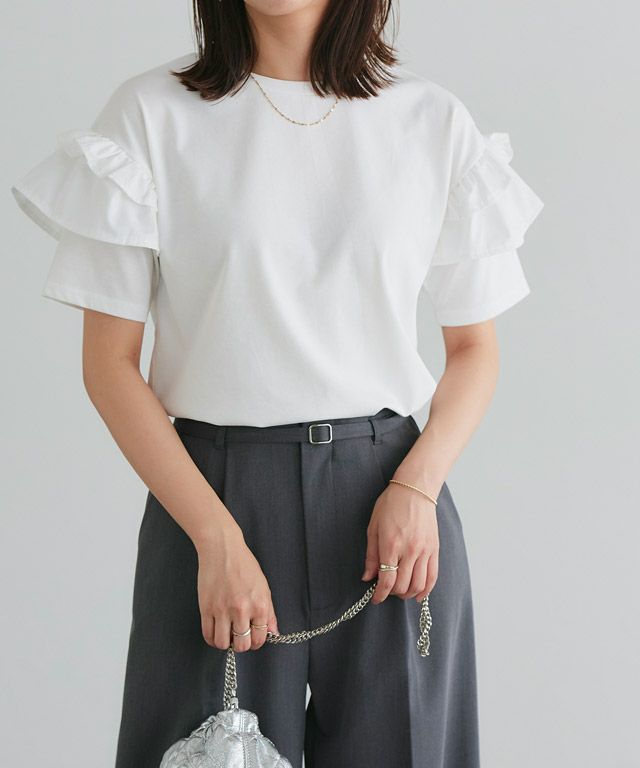 167cm / オフホワイト / 肩フリル / M