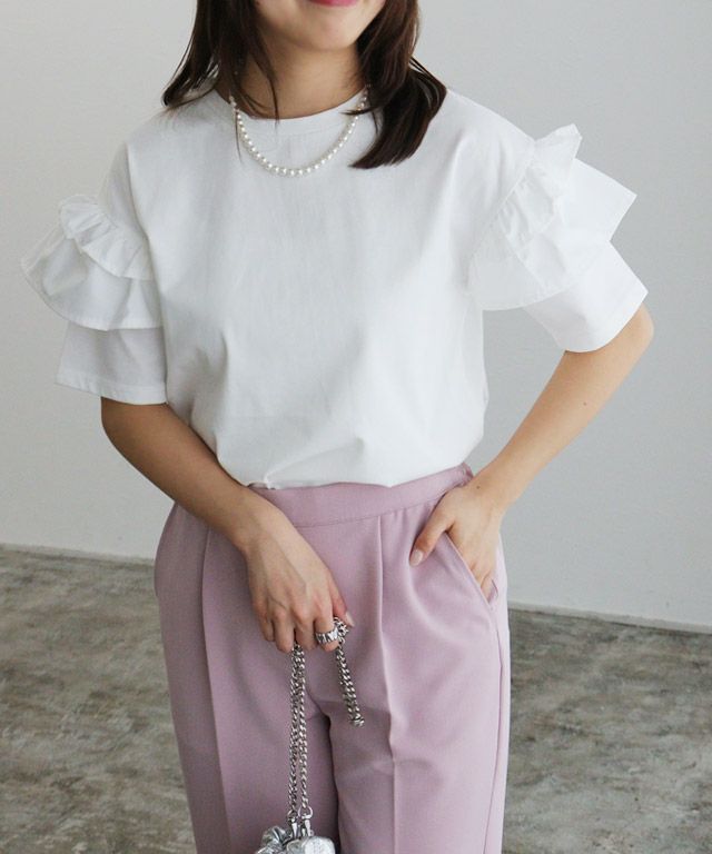 150cm / オフホワイト / 肩フリル / M