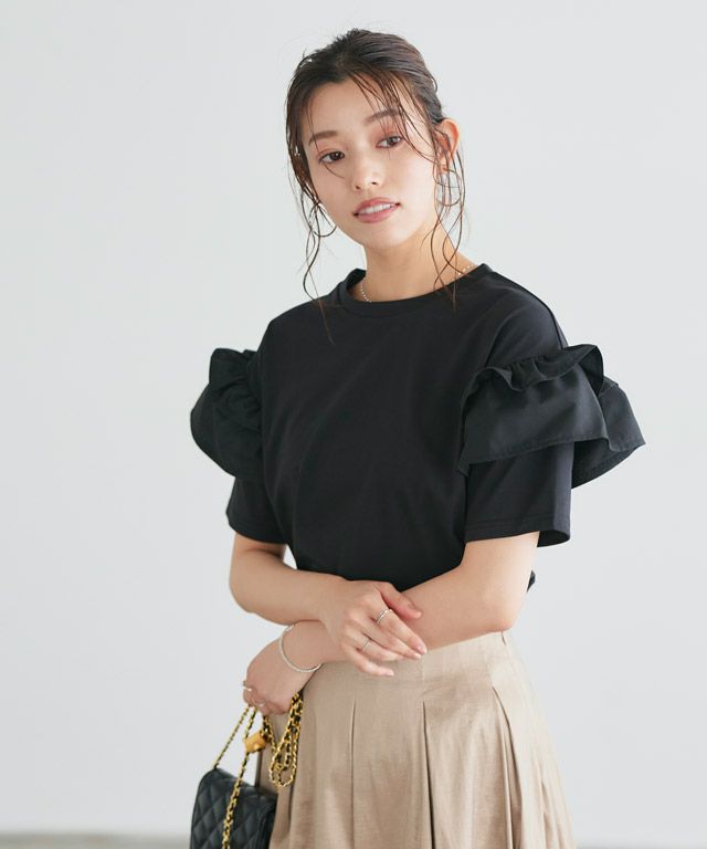 167cm / ブラック / 肩フリル / M