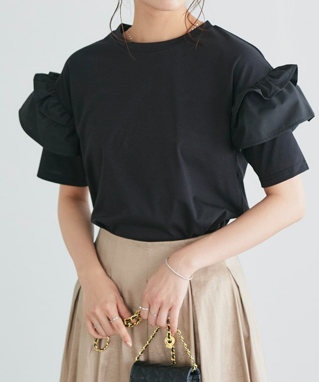 167cm / ブラック / 肩フリル / M