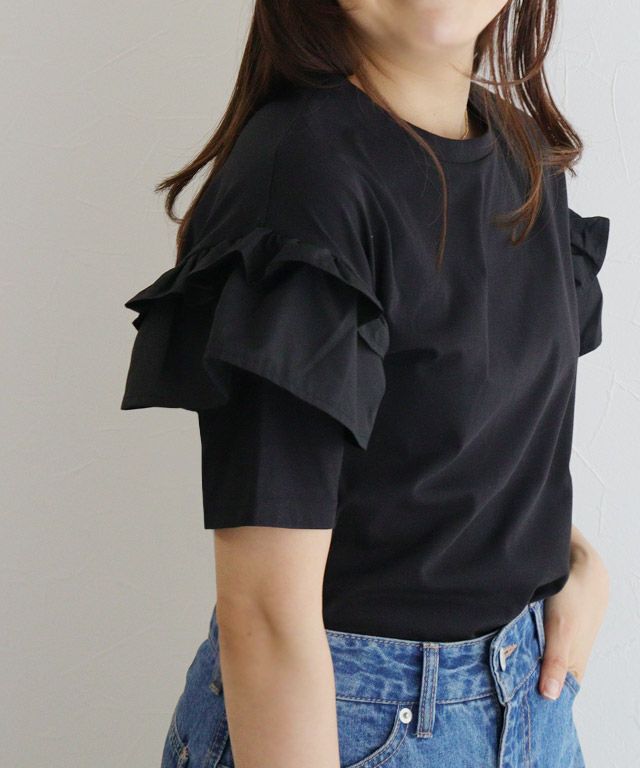 157cm / ブラック / 肩フリル / M
