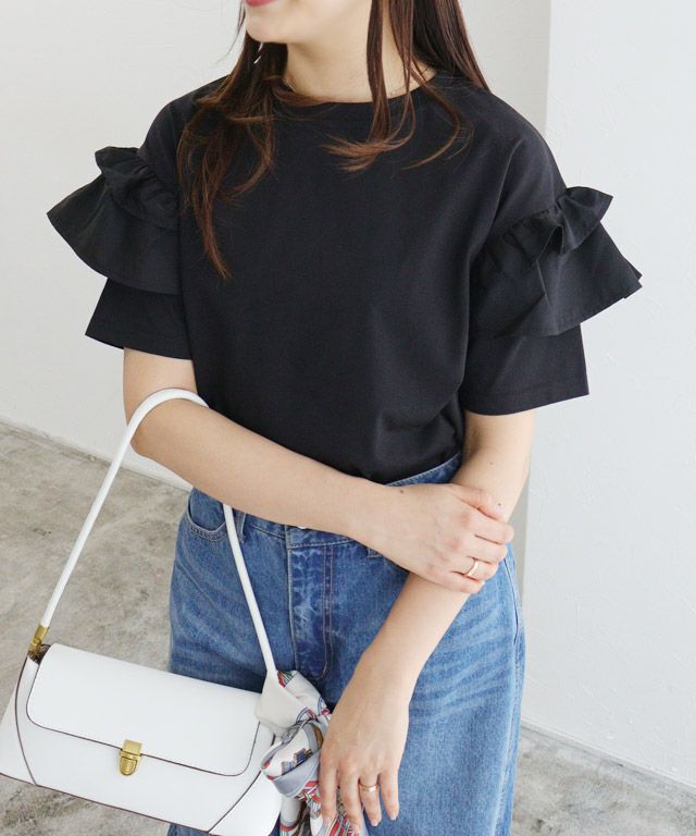 157cm / ブラック / 肩フリル / M