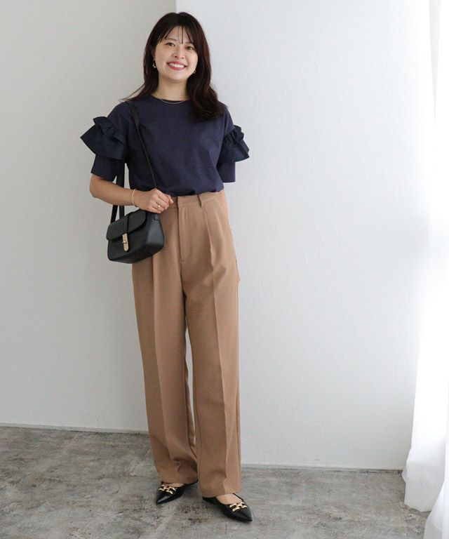 157cm / ネイビー / 肩フリル / M