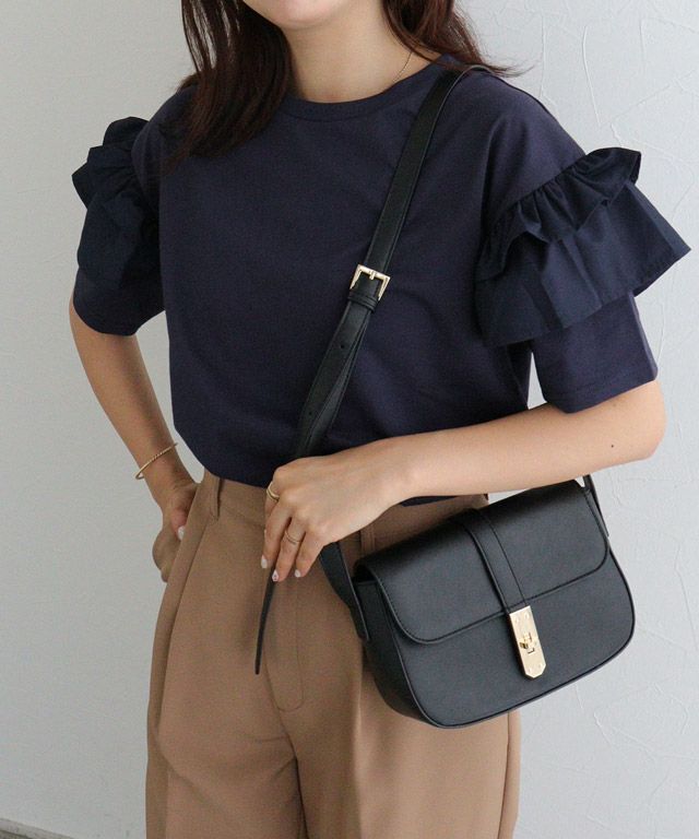 157cm / ネイビー / 肩フリル / M