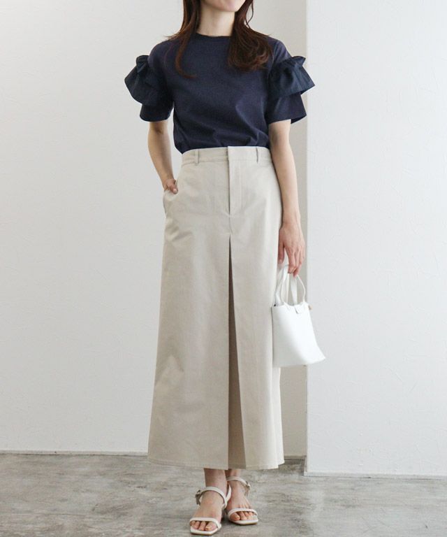 163cm / ネイビー / 肩フリル / M