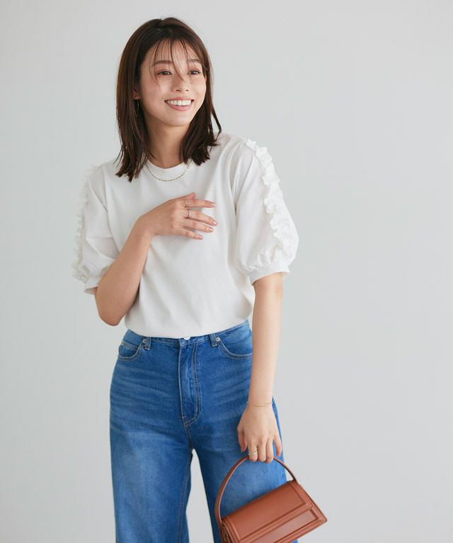 167cm / オフホワイト / 袖フリル / M